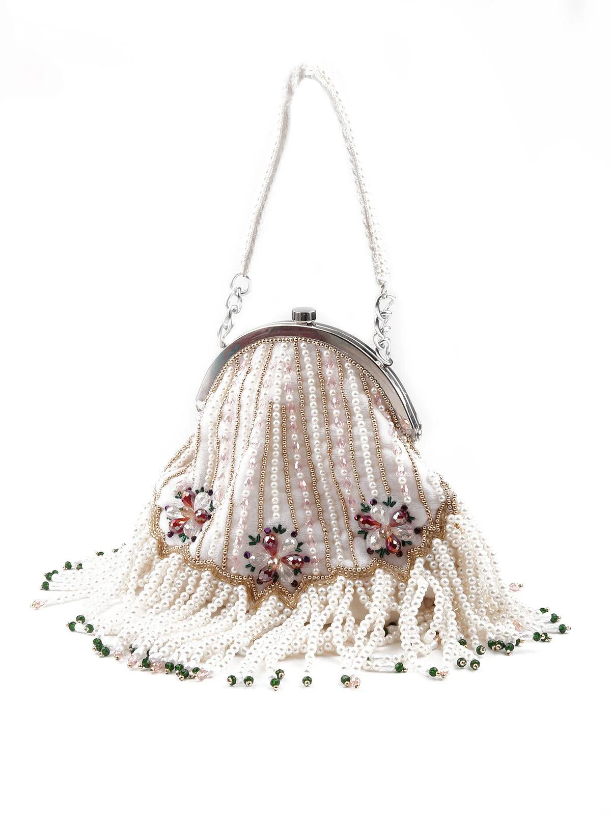 Odette Women White Stunning Tassel Embellished Sling Bag - Image 5