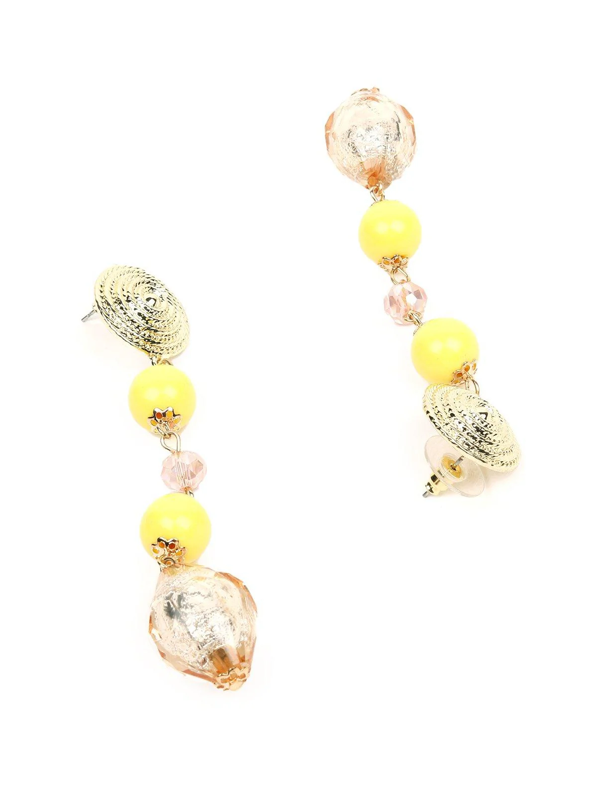 Odette Women Yellow And Gold Metal Long Earrings - Image 5