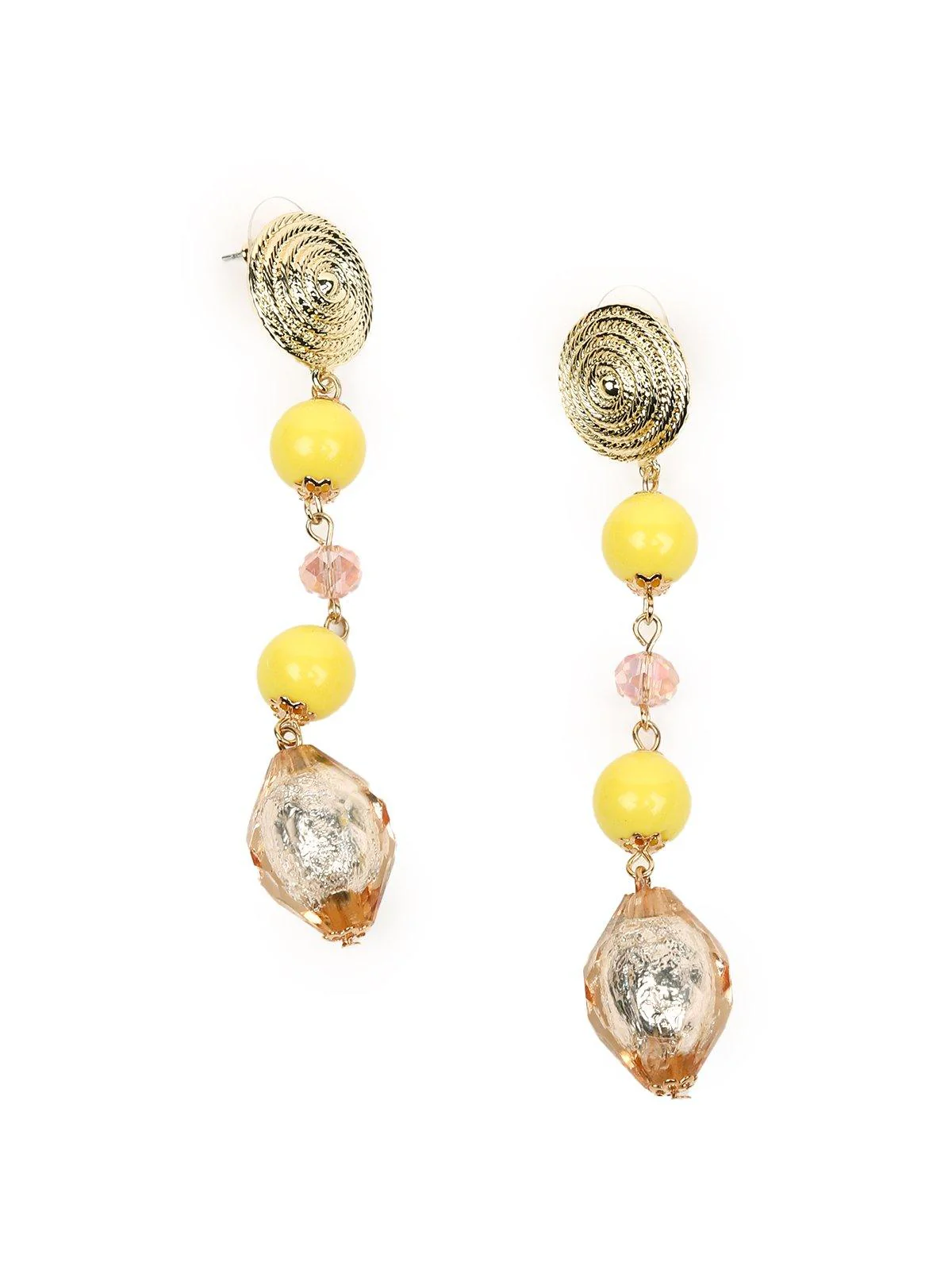 Odette Women Yellow And Gold Metal Long Earrings - Image 6