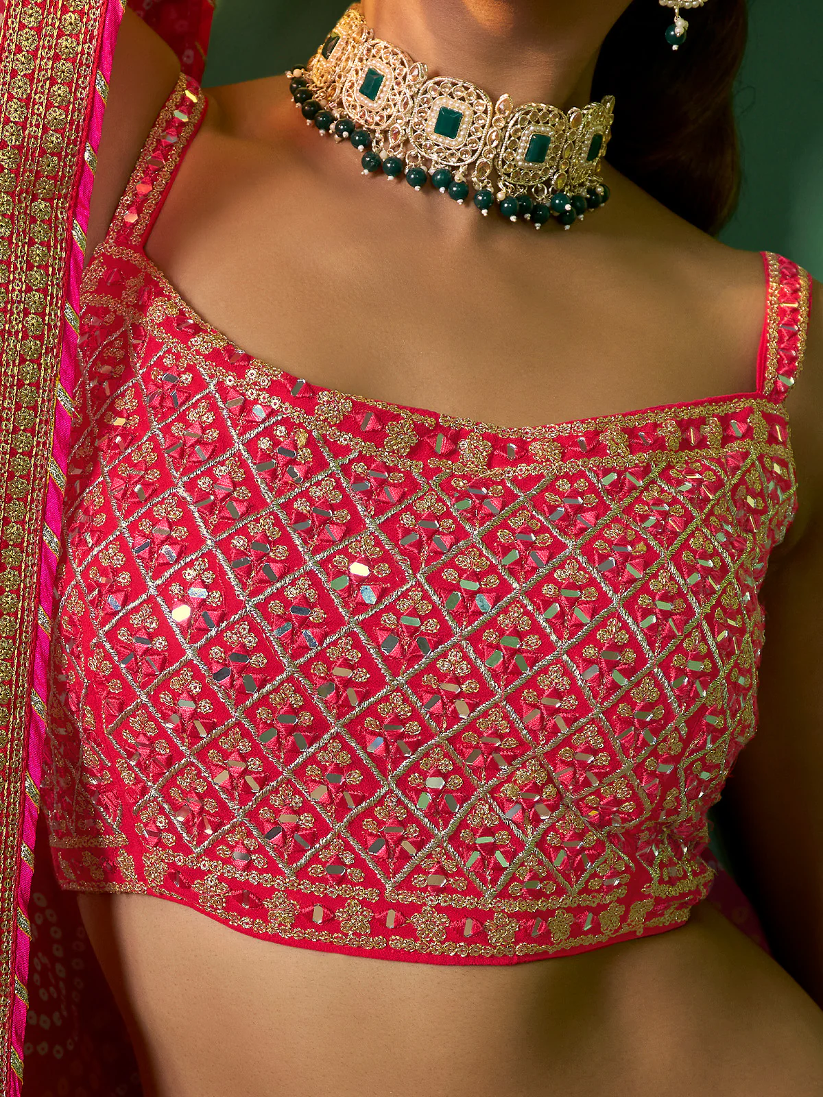 Odette Women Yellow Embroidered Semi Stitched Lehenga With Unstitched Blouse - Image 5