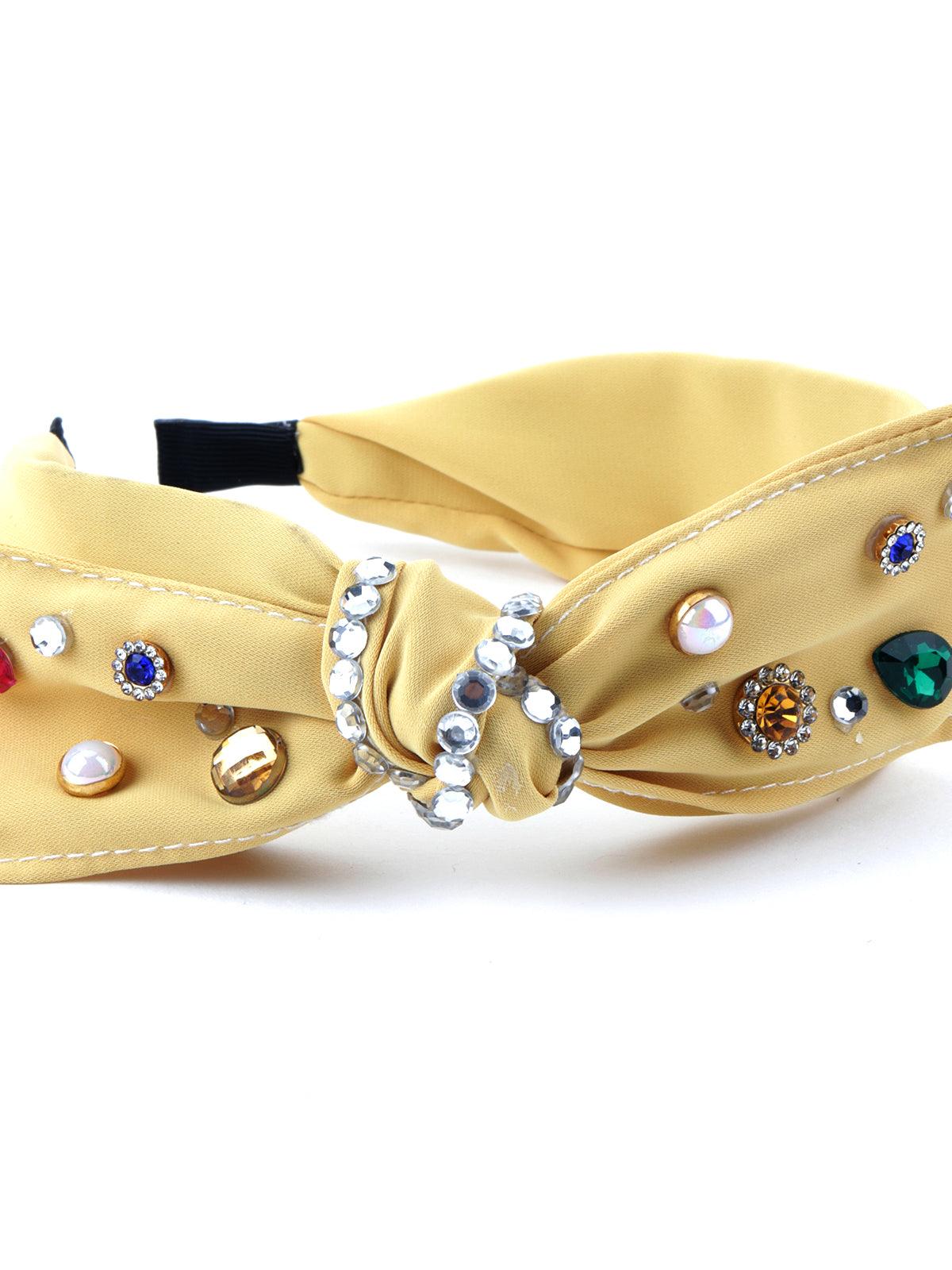 Odette Women Yellow Graceful Knot Hairband - Image 7