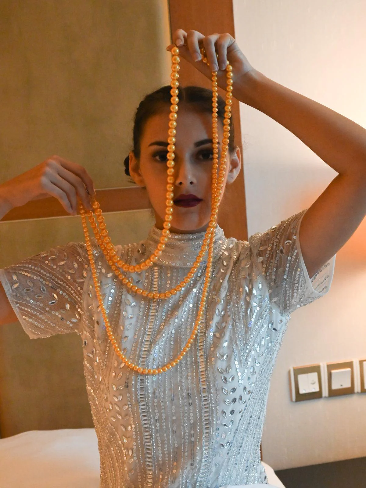 Odette Women Yellow Pearl Layered Necklace - Image 2