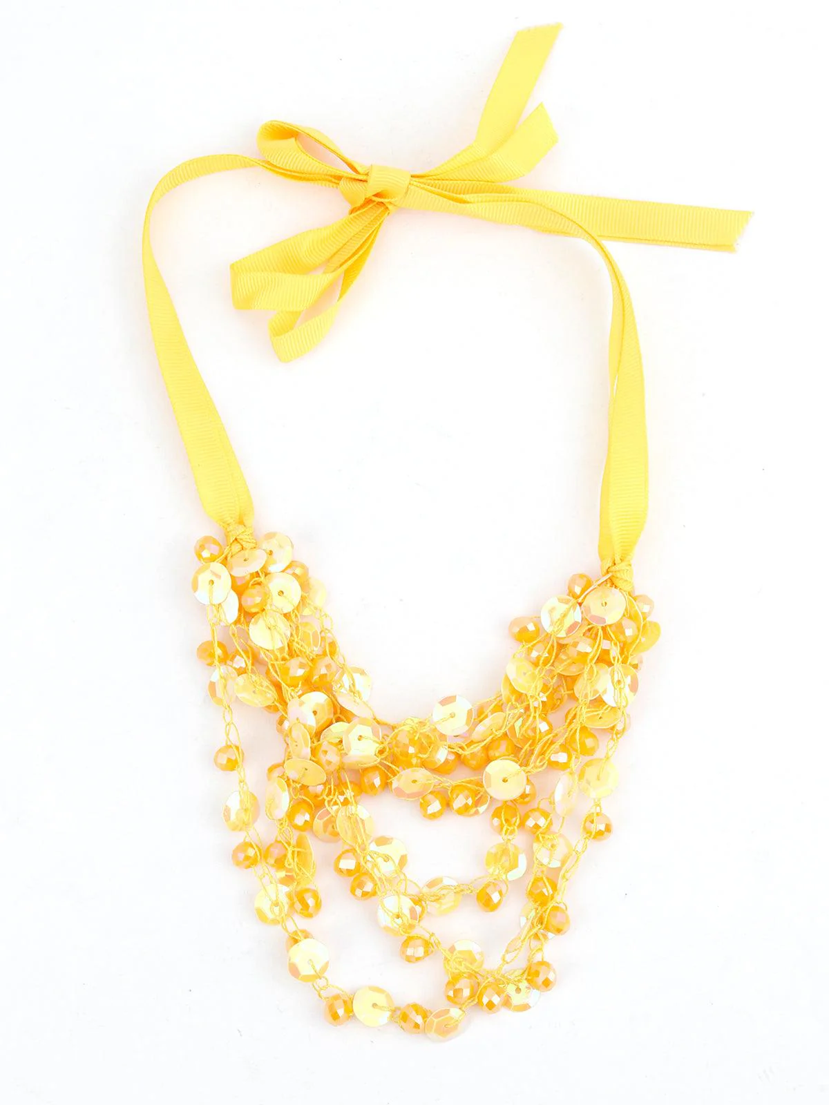 Odette Women Yellow Sequin Flashy Layering Necklace - Image 3