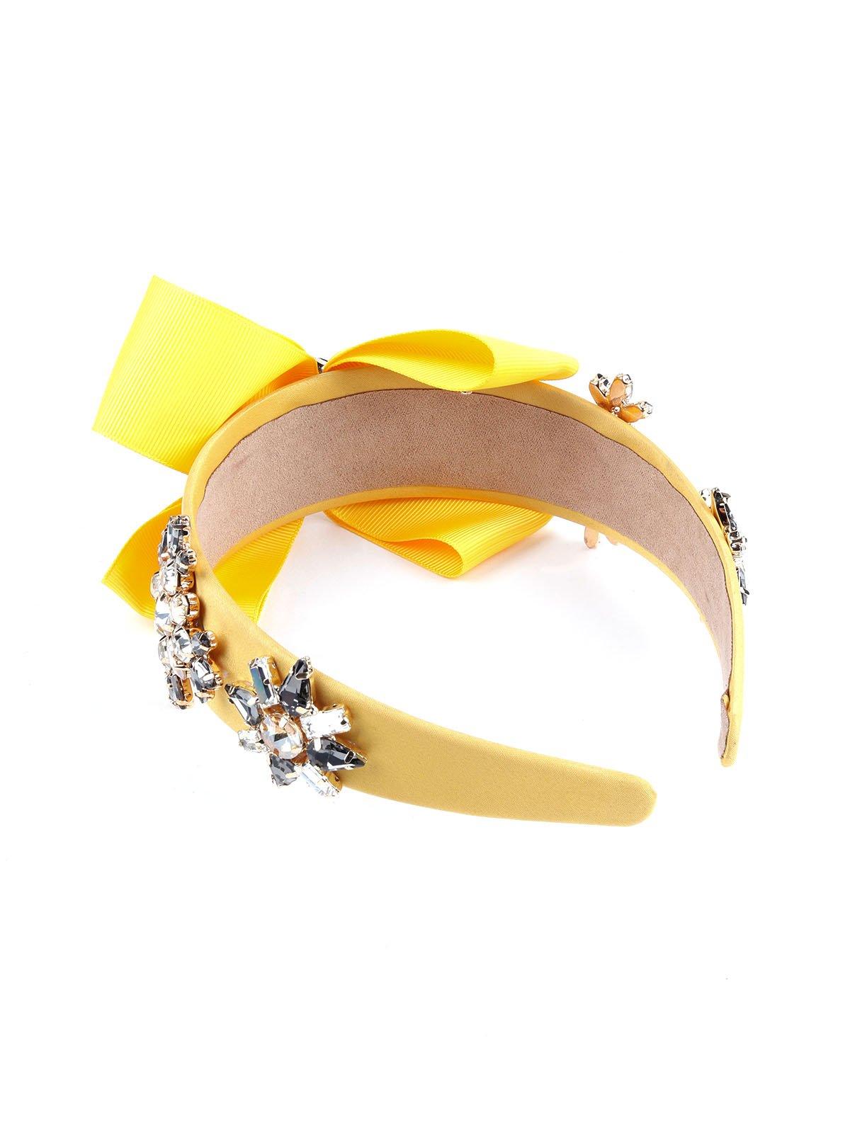 Odette Women Yellow Polyester Hairband - Image 7