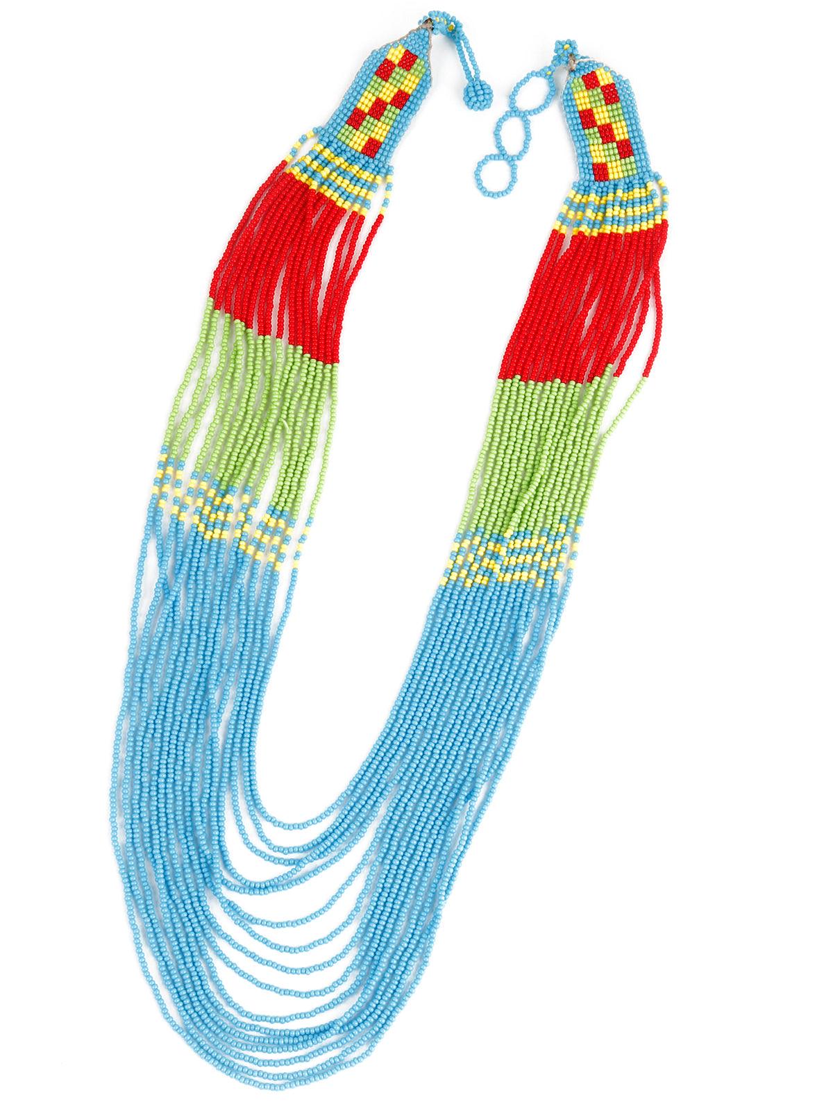Odette Women Zaina Handmade Blue And Green Boho Necklace - Image 3