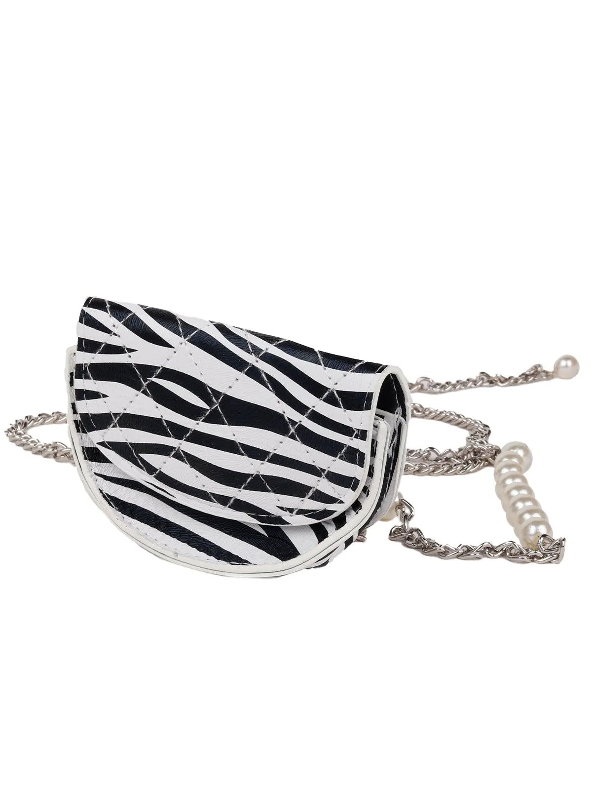 Odette Women Black Metal Printed Belt Bag - Image 4